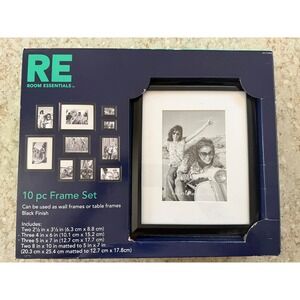 Room Essentials 10 pc Frame Set Black‎ Finish Wall or Table Gallery Wall